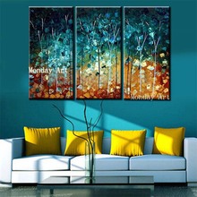 3 Panel Hand Painted street tree Oil Painting wall art picture canvas painting Artwork wall canvas decor for Living Room hotel 2024 - buy cheap