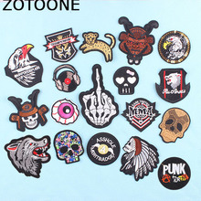 ZOTOONE-Parches bordados de calavera para ropa, apliques de rayas artesanales, adhesivos para ropa, insignias de motorista D 2024 - compra barato