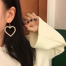 Full small pearls heart shape Drop Earrings for women girls delicate all-match korean style fashion jewelry cute drop Earrings 2024 - buy cheap