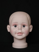 Cabeza de maniquí realista para niños, cabeza de muñeca de polietileno irrompible de 48,5 CM, para exhibición de sombreros 2024 - compra barato