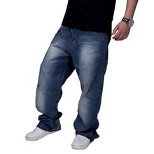 Для мужчин джинсы Широкие брюки джинсовые штаны Свободные Хип-хоп скейтборд джинсы прямые брюки гарем мешковатые штаны мужской одежды плюс Размеры 30- 46 2024 - купить недорого