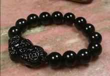 Wholesale price freeshipping ^ CHINESE Black stone Bead Dragon Pi Xiu Coin Bangle Feng Shui Bracelet 2024 - buy cheap