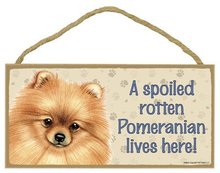 Meijiafei A spoiled rotten Pomeranian lives here wood sign plaque 5" x 10" 2024 - buy cheap