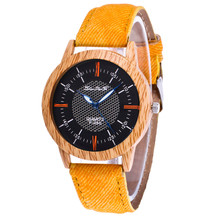 Zhoulianfa Brand Women's Luxury Quartz Watch Minimalist Vintage Denim Leather Wooden Color Simple Female Wrist Watch Clock Fi 2024 - buy cheap