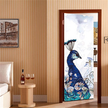 77*200 см гордая наклейка на дверь павлина самоклеющиеся водонепроницаемые DIY обои украшение дома для гостиной спальни настенные наклейки 2024 - купить недорого