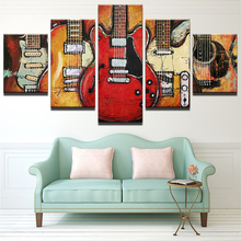 Pintura em tela moderna hd impresso quadro da arte parede modular fotos sala de estar decoração 5 peças abstrata guitarra música cartaz 2024 - compre barato