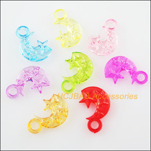 Fashion 100Pcs Clear Mixed Plastic Acrylic Moon Star Charms Pendants 13x20mm 2024 - buy cheap