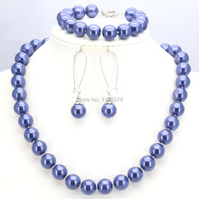 10mm Ornaments Light Blue Glass Pearl Beads Necklace Bracelet Earrings Sets Jewelry Making Design Christmas Gifts Girls Women 2024 - buy cheap