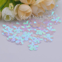 500pcs(30g) AB Plated White Color 14mm CUP Five Leaf Flower loose sequins Paillettes sewing Wedding craft Scrapbook for Clothing 2024 - buy cheap