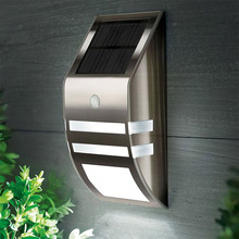 Sensor de movimento de aço inoxidável, luz solar de led, jardim, quintal, lâmpada de parede externa, iluminação de caminho 2024 - compre barato