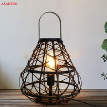 Retro Edison Table Lights Lamp Industrial Loft Wrought Black Lanterns Rope Lamp Home Lighting E27 2024 - buy cheap
