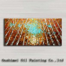 Pintura a óleo feita à mão moderna pinturas suspensa parede imagem de bétula floresta pinturas em tela faca paisagem árvores sala de pintura 2024 - compre barato