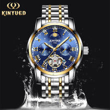 KINYUED Moon Phase Mechanical Watches Calendar Waterproof Mens Gold Automatic Skeleton Watch Men Stainless Steel Reloj Hombre 2024 - buy cheap