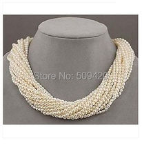 Free Shipping >>>>12 strands akoya white seed pearl twisted necklace 18" 2024 - buy cheap