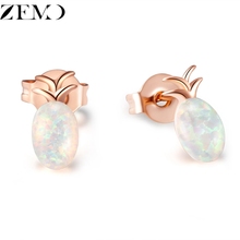 ZEMO Opal Stone Earrings Studs Rose Gold Luxury Ear Studs for Female Women's Fashion Wedding Ear Piercing Studs Lovers' brincos 2024 - buy cheap