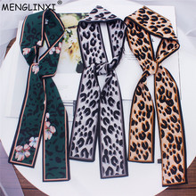 2020 Новый леопардовый шарф с принтом для женщин, шарф, тонкий шелковый шарф, маленькая ручка, сумка, ленты, женский шейный платок, шарфы и накидки 2024 - купить недорого