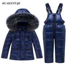 Conjunto de ropa de esquí para niños y niñas, chaqueta de plumón de pato, abrigo, traje de nieve, parka, 2021 2024 - compra barato