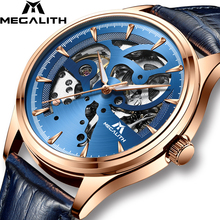 Megalith moda luxo relógio mecânico automático relógio esporte à prova dwaterproof água couro homens de negócios relógio de pulso relojes hombre 2024 - compre barato