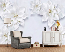Papel de parede 3d White embossed flower wallpaper murals,living room sofa TV wall bedroom kitchen wall papers home decor cafe 2024 - buy cheap