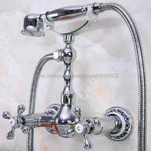 Polished Chrome Wall Mounted Bathroom Faucet Bath Mixer Tap With Hand Shower Head Shower Faucet Kna194 2024 - buy cheap