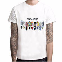 Футболка мужская футболка кроссовки Футболка с принтом harajuku уличная одежда camisetas hombre marvel Забавные футболки белая Повседневная футболка 2024 - купить недорого
