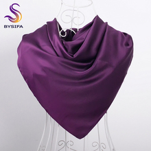 Bysifa-lenço de cabeça feminino, cachecol de cetim fosco para mulheres, marca de luxo, lenço roxo profundo, primavera e outono 2024 - compre barato