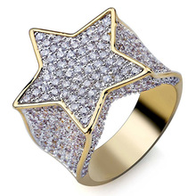 Anillo de circonia cúbica con estrella de cinco puntas para hombre y mujer, joyería de moda, estilo Hip Hop, Micro pavé 2024 - compra barato