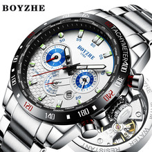 BOYZHE New Men Sport Automatic Mechanical Watch Waterproof Luxury Brand Stainless Steel Military Mens Watches Relogio Masculino 2024 - buy cheap