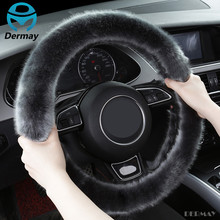 New High Quality Winter Car Steering Wheel Cover Faux Long Wool Keep Warm M size fit 95% Cars 5colors 2024 - buy cheap