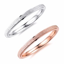 Fashion Simple Scrub Stainless Steel Women 's Rings 2 mm Width Rose Gold Color Finger Jewelry Gift For Girl 2024 - buy cheap