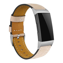 Pulseira de couro genuíno para fitbit charge 3, pulseira clássica de luxo para fitbit charge 3, acessórios de pulseira para relógio inteligente 2024 - compre barato