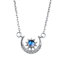 L&P 925 Sterling Silver Sri Lanka Blue MoonStone Pendant Necklace For Women Fine Jewelry Moon&Star Necklace New Design 2019 2024 - buy cheap