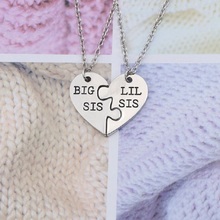 BIG SIS LIT SIS Women's  Puzzle Necklace Heart Shape Letters Good Sisters Honeystrap Pendant Necklace 2024 - buy cheap