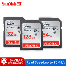 Карта памяти SanDisk Ultra 128 ГБ 80 МБ/с./с класс 10 SD SDHC SDXC в sd-карте 32 Гб 16 Гб 64 ГБ для камеры поддержка официальной проверки 2024 - купить недорого