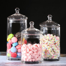 Jarra de doces de vidro com tampa, frasco europeu transparente de doces, grosso e grande tanque de armazenamento, garrafa de sobremesa, decoração de cozinha 2024 - compre barato