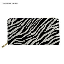 Twoheartsgirl Zebra Print Long Wallet Clutch Women Purse Simple Fashion Coin ID Card Holder Male Phone Bag Women Leather Purse 2024 - buy cheap