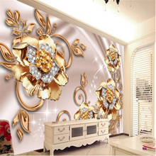 beibehang Custom wallpaper 3d luxury gold roses jewelry living room bedroom TV wall decoration painting 2024 - buy cheap