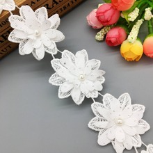 GXINUG 1 Yard Soluble Rose Flower Pearl Embroidered Lace Trim Ribbon Fabric Sewing Craft Patchwork DIY For Costume Decoration 2024 - buy cheap