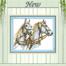 Two noble horses,Pattern printed on canvas DMC 11CT 14CT Cross Stitch kits,needlework Set DIY embroidery,animal Style Home Decor 2024 - buy cheap
