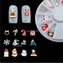 ICYCHEER Merry Chrimas Series Nail Art 3D Decoration Alloy Jewelly Charms Rhinestone Wheel 2024 - buy cheap
