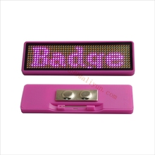 1pc 44x11 cor-de-rosa led etiqueta de nome exibição rolagem texto mensagem cartão de nome recarregável programável led distintivo 2024 - compre barato