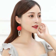 Retro Red Squares Geometric Stitching Earrings Fashion Jewelry Wood Earrings Pendant Earrings Large Round Female Earrings 2024 - buy cheap