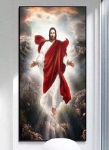 Mural de puerta de Jesús 3D, papel tapiz, Impresión de pared, calcomanía, decoración para pared, mural de Foto, envoltura de puerta autoadhesiva 2024 - compra barato