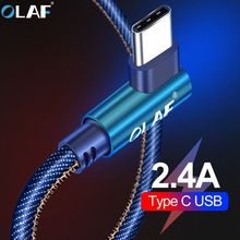 OLAF-Cable USB tipo C de carga rápida, Cable de 90 grados, 2.4A, 1m, 2m, usb-c, usbc, para Samsung S10, S9, Xiaomi mi9, Huawei p20 2024 - compra barato