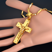 Jesus Crosses Pendant Necklaces Gold Color Men Women Jewelry Stainless Steel Chain Catholic Crucifixes Mens Necklace Pendant 999 2024 - buy cheap