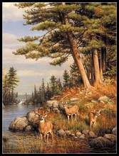 Embroidery Counted Cross Stitch Kits Needlework - Crafts 14 ct DMC color DIY Arts Handmade Decor - Deer and Pines 2024 - buy cheap