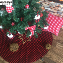 78cm/31 inch flannel plaid fabric Christmas tree skirt red black small plaid Christmas tree decoration mat Christmas tree apron 2024 - buy cheap