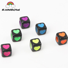 New Black Bottom Color Heart Pattern Acrylic Cube Beads For Jewelry making Accessory Decoration DIY 7mm 100Pcs YKL0227X-RH 2024 - buy cheap