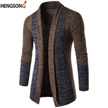 Chaqueta de punto para hombre, suéter largo de tela de retales, informal, ajustado, de punto abierto, novedad de otoño, 2021 2024 - compra barato