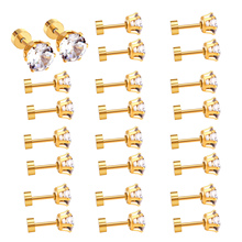 LUXUKISSKIDS Unique Screw Kids Stud Earrings 12Pairs/Lot Round Style For Women CZ Earings Fashion Jewelry accesorios mujer 2024 - buy cheap
